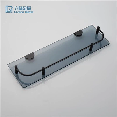 Estante de vidrio con soportes negros